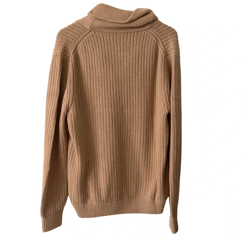 Duluth Trading‎ Co Shawl Collar Sweater Mens L Tan Excellent Cotton Wool Ribbed